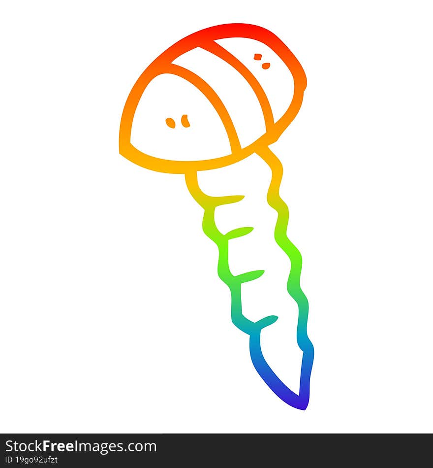 rainbow gradient line drawing cartoon screw