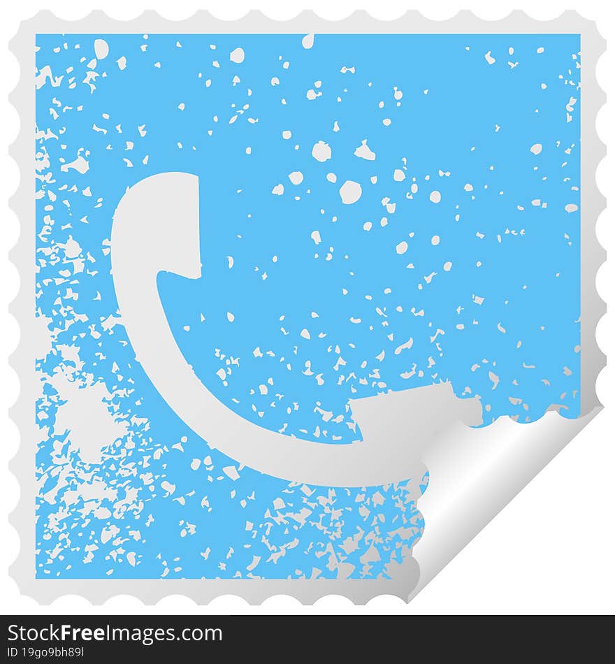 distressed square peeling sticker symbol telephone receiver