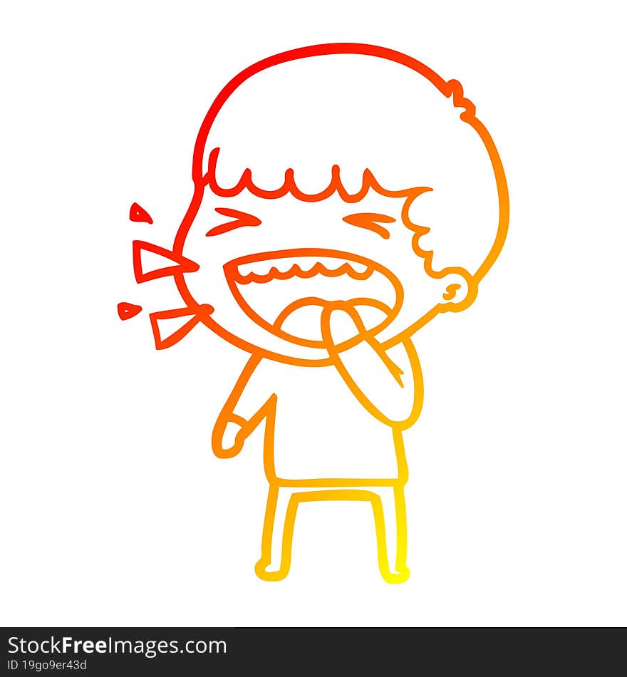 Warm Gradient Line Drawing Cartoon Laughing Man