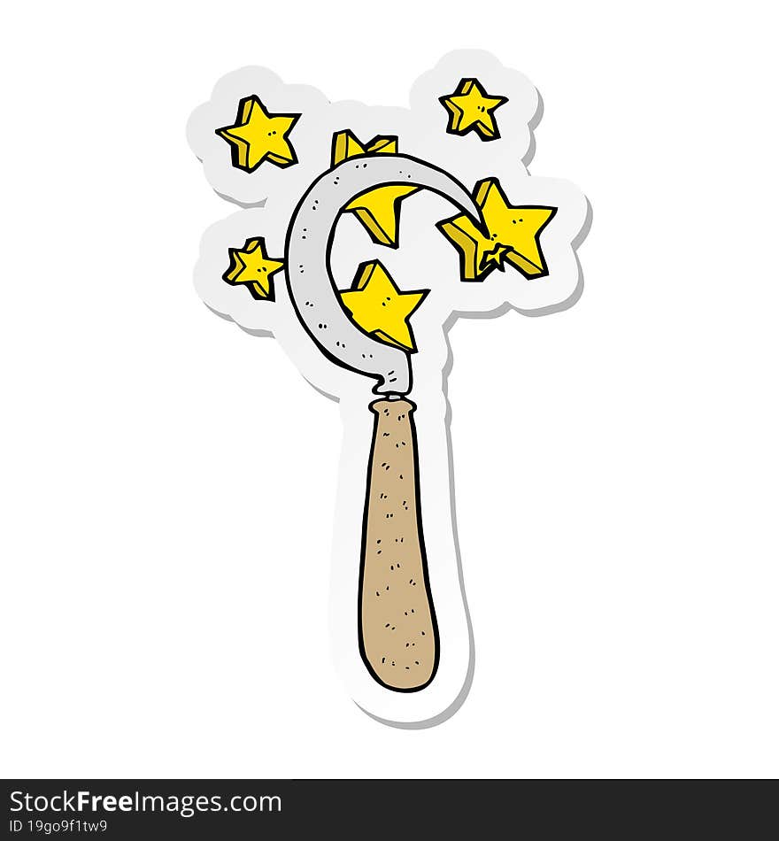 sticker of a cartoon magic sickle