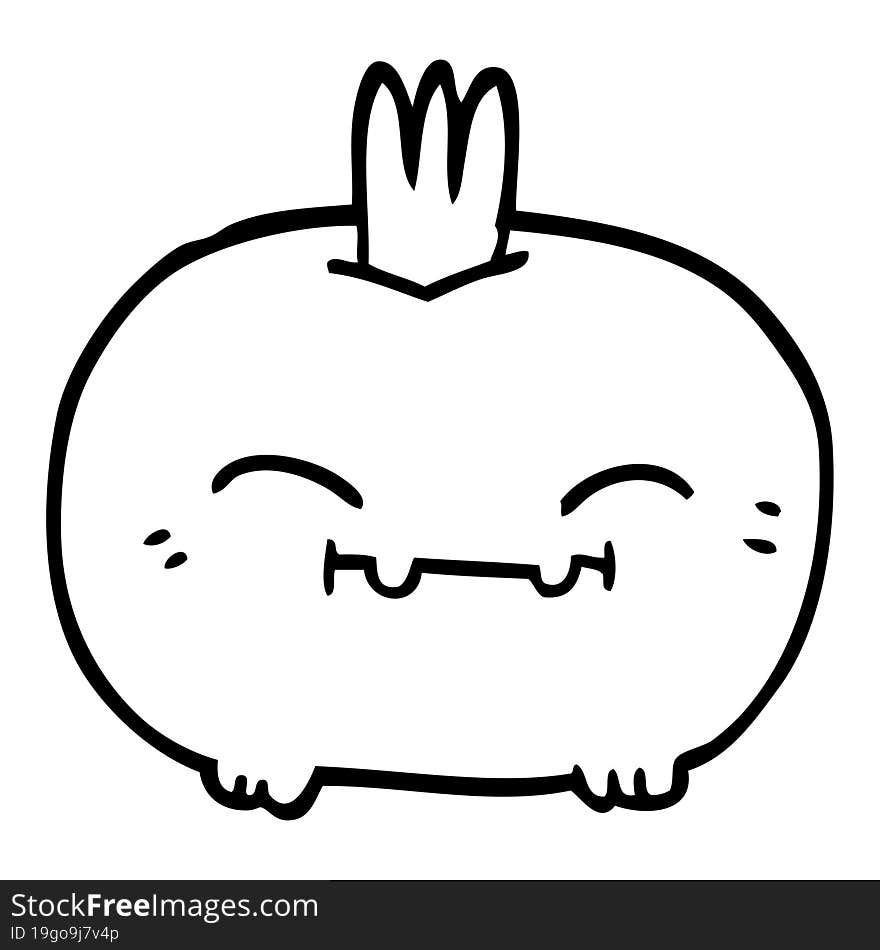 line drawing cartoon happy root vegetable