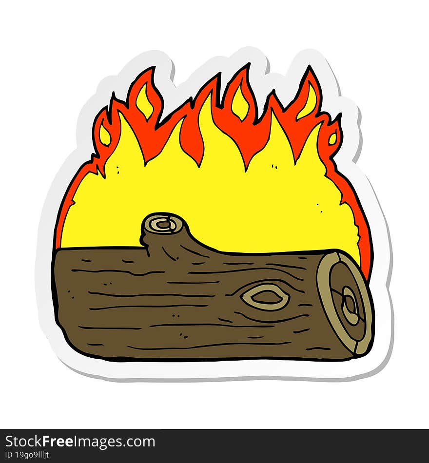 sticker of a cartoon burning log