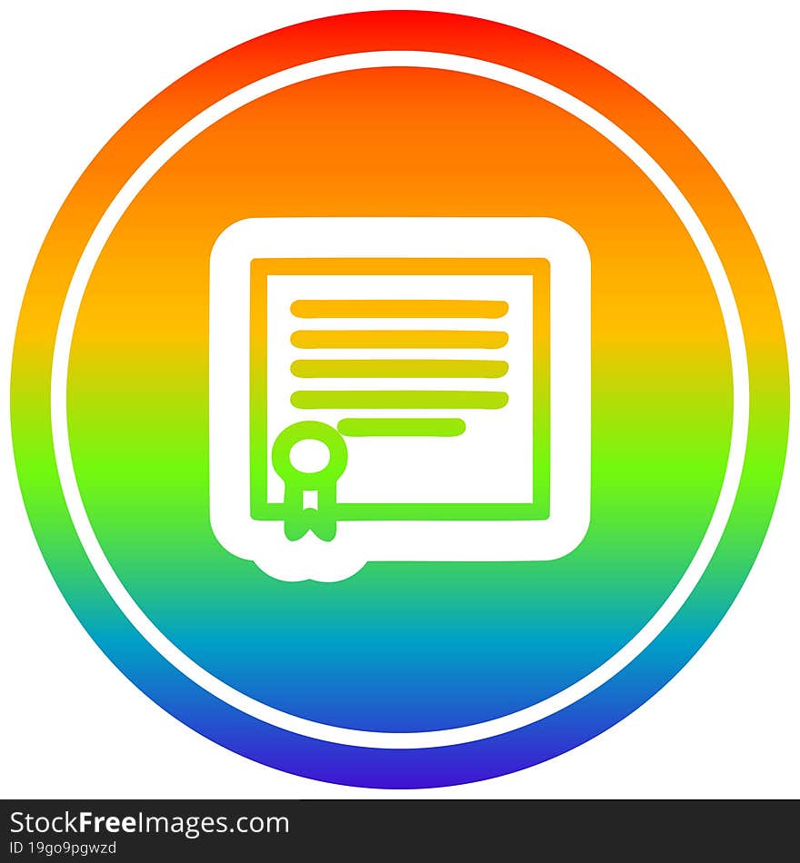 Diploma Certificate Circular In Rainbow Spectrum