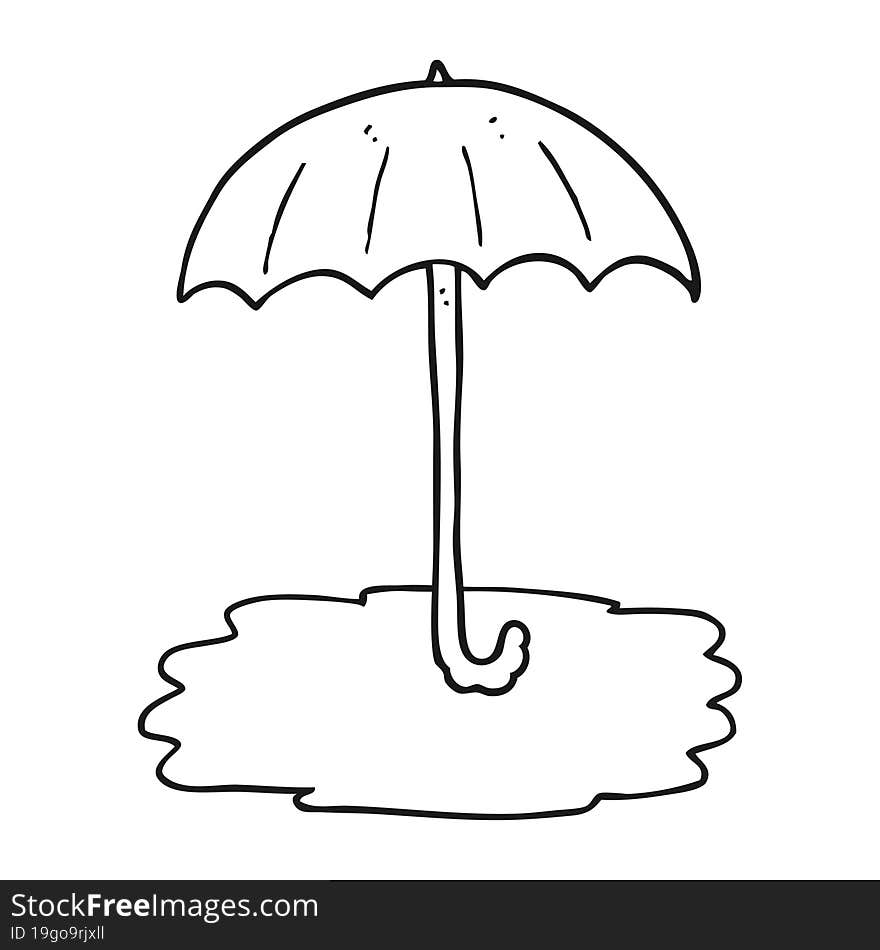 black and white cartoon wet umbrella