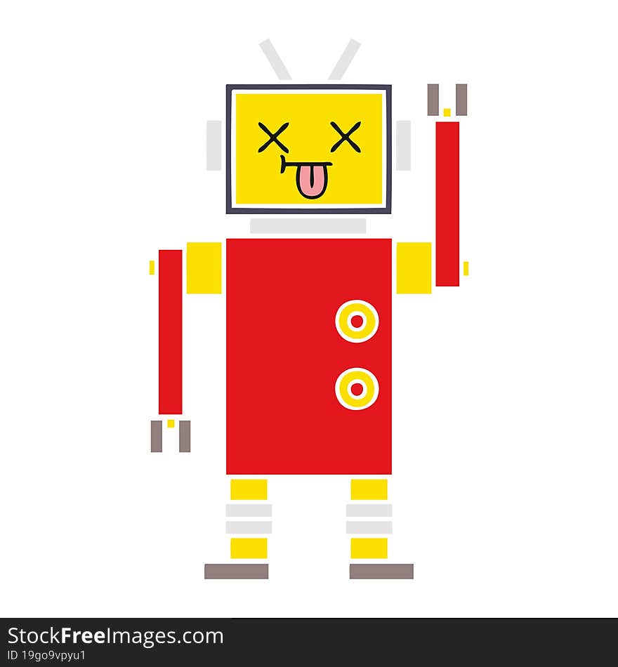 flat color retro cartoon of a robot