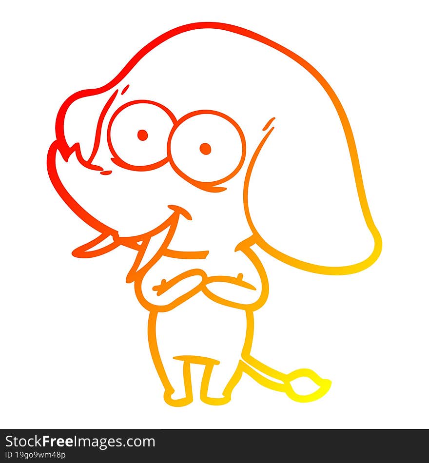 warm gradient line drawing happy cartoon elephant