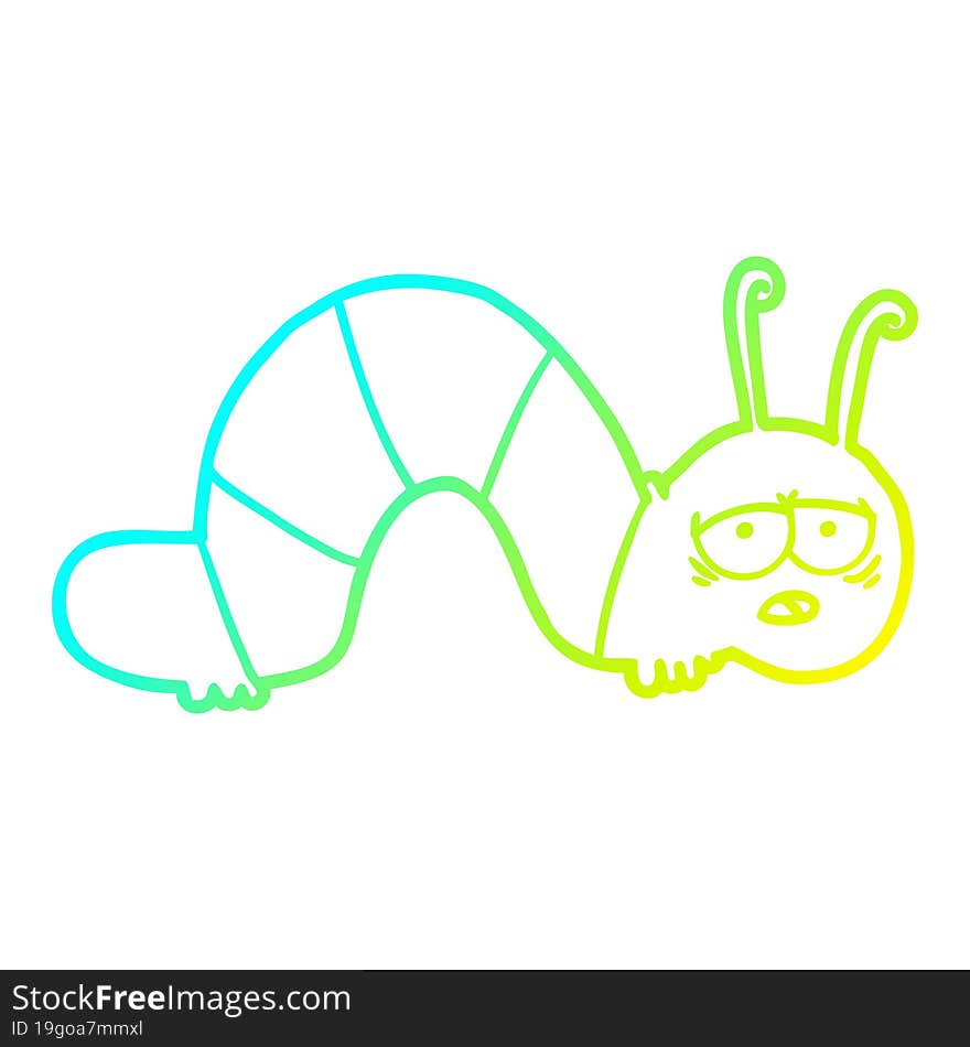 cold gradient line drawing cartoon tired caterpillar