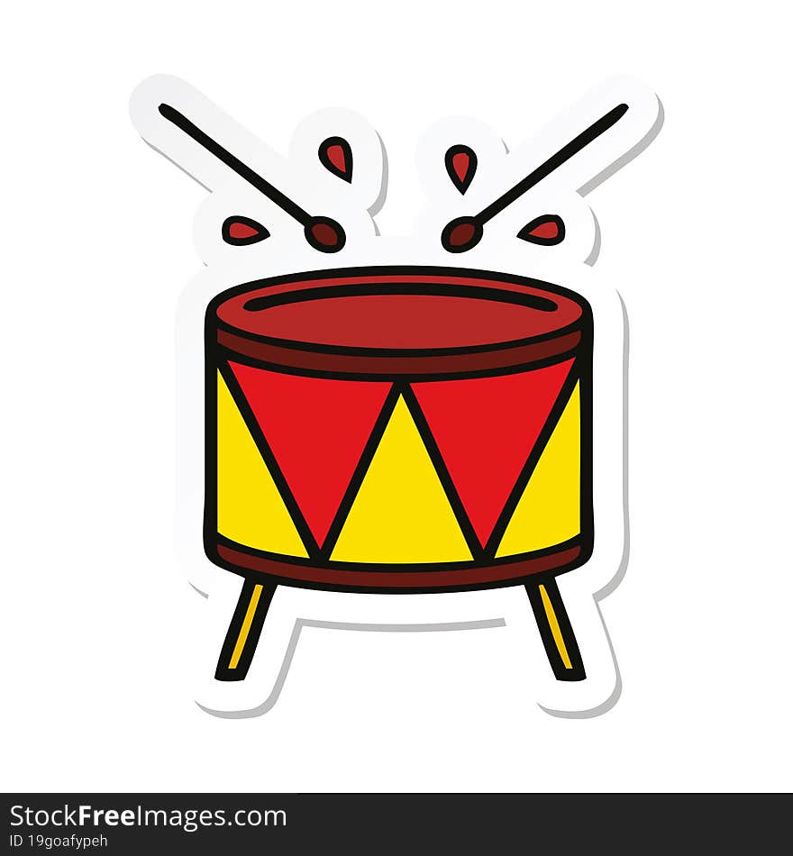 sticker of a cute cartoon drum