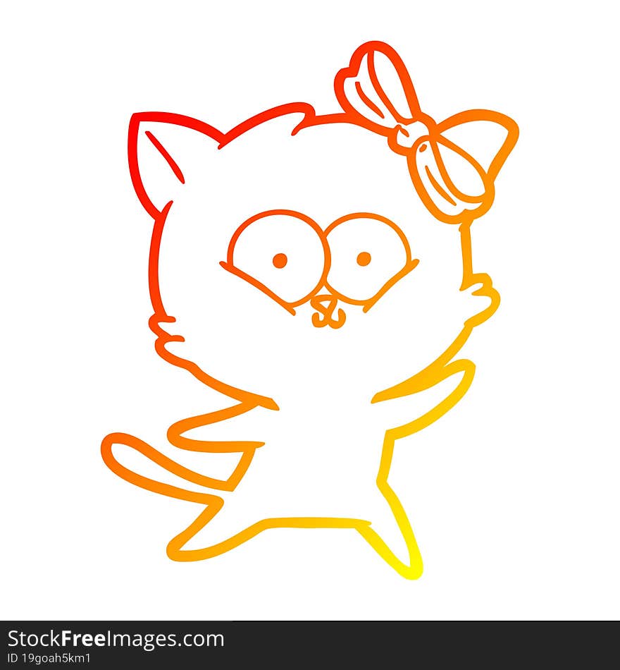 warm gradient line drawing cartoon cat