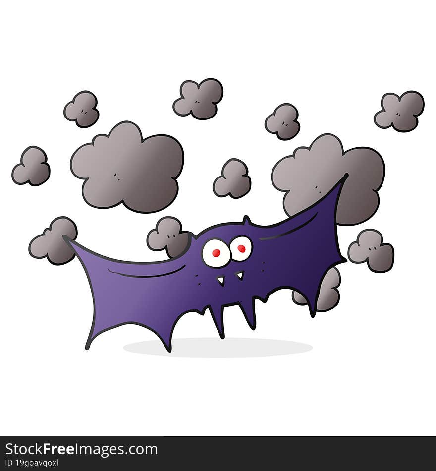 freehand drawn cartoon vampire bat