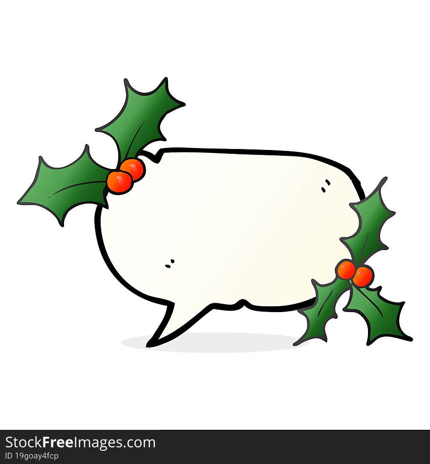 speech bubble cartoon christmas holly