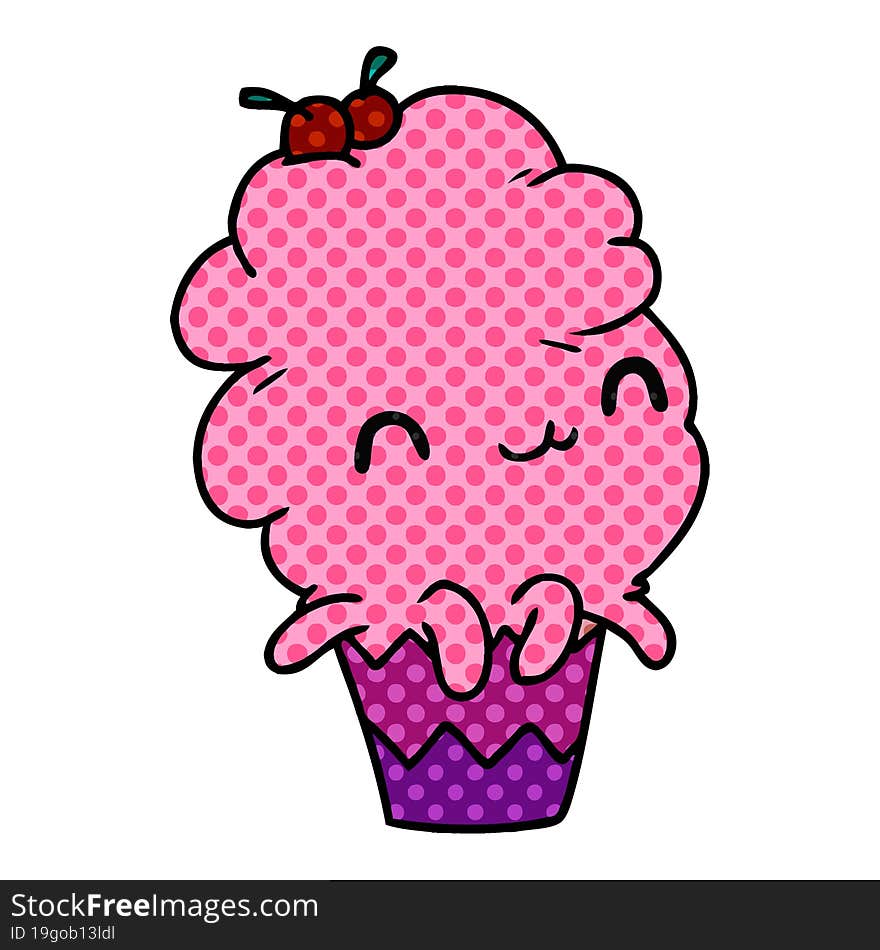 cartoon illustration kawaii octopus cupcake. cartoon illustration kawaii octopus cupcake