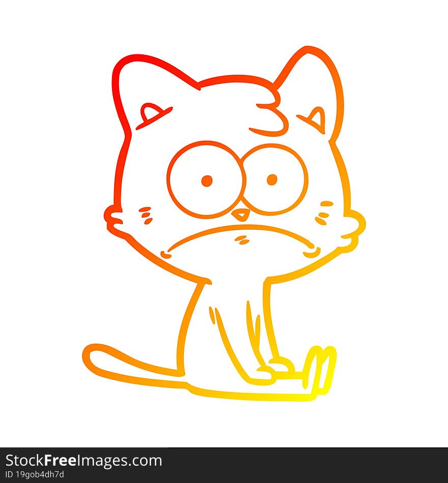 warm gradient line drawing cartoon nervous cat