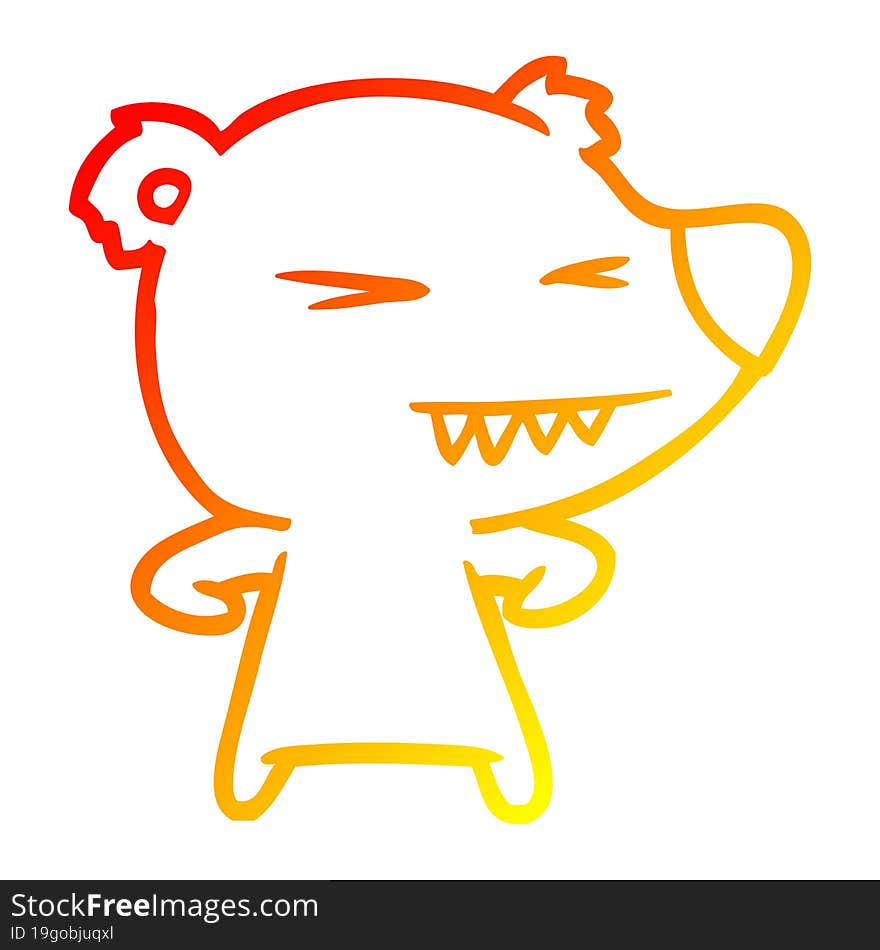 Warm Gradient Line Drawing Angry Polar Bear Cartoon