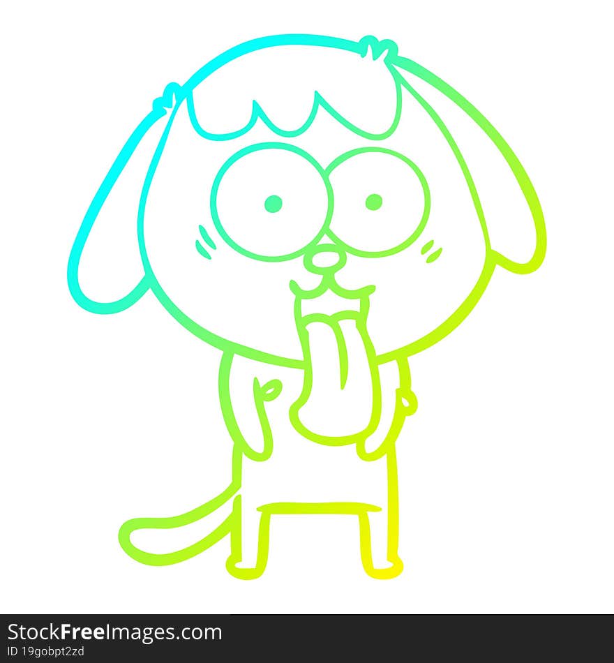 Cold Gradient Line Drawing Cute Cartoon Dog