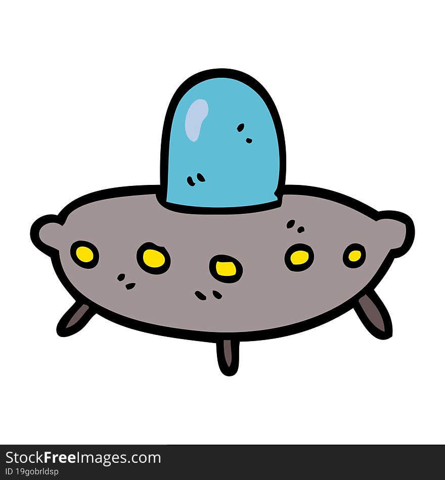 cartoon doodle alien spaceship