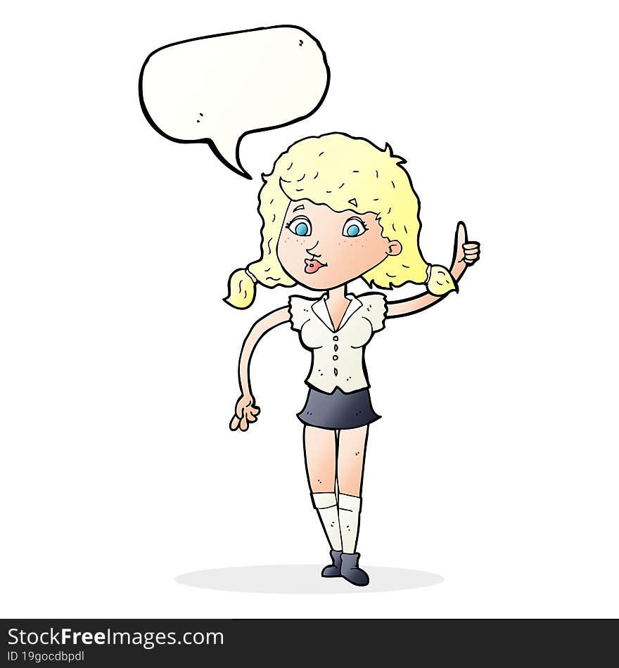 cartoon pretty woman with idea with speech bubble