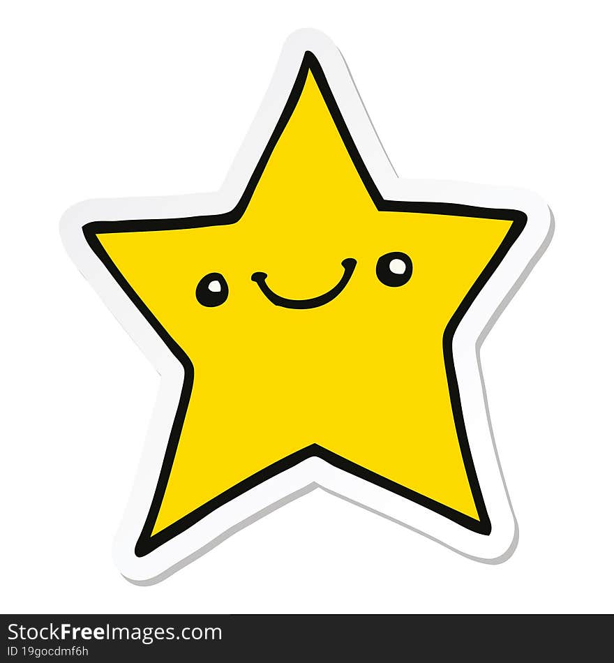 sticker of a happy cartoon star