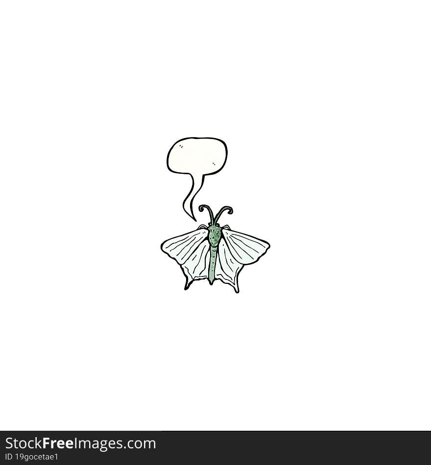 butterfly with speech bubble cartoon