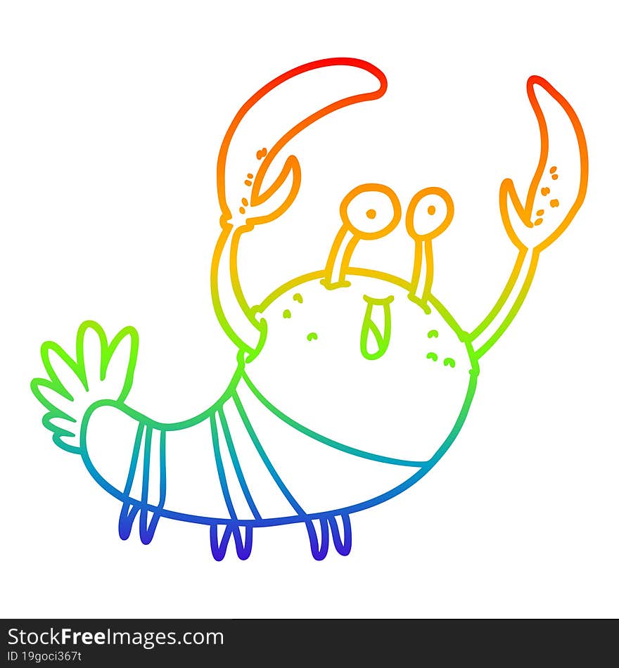 rainbow gradient line drawing cartoon lobster