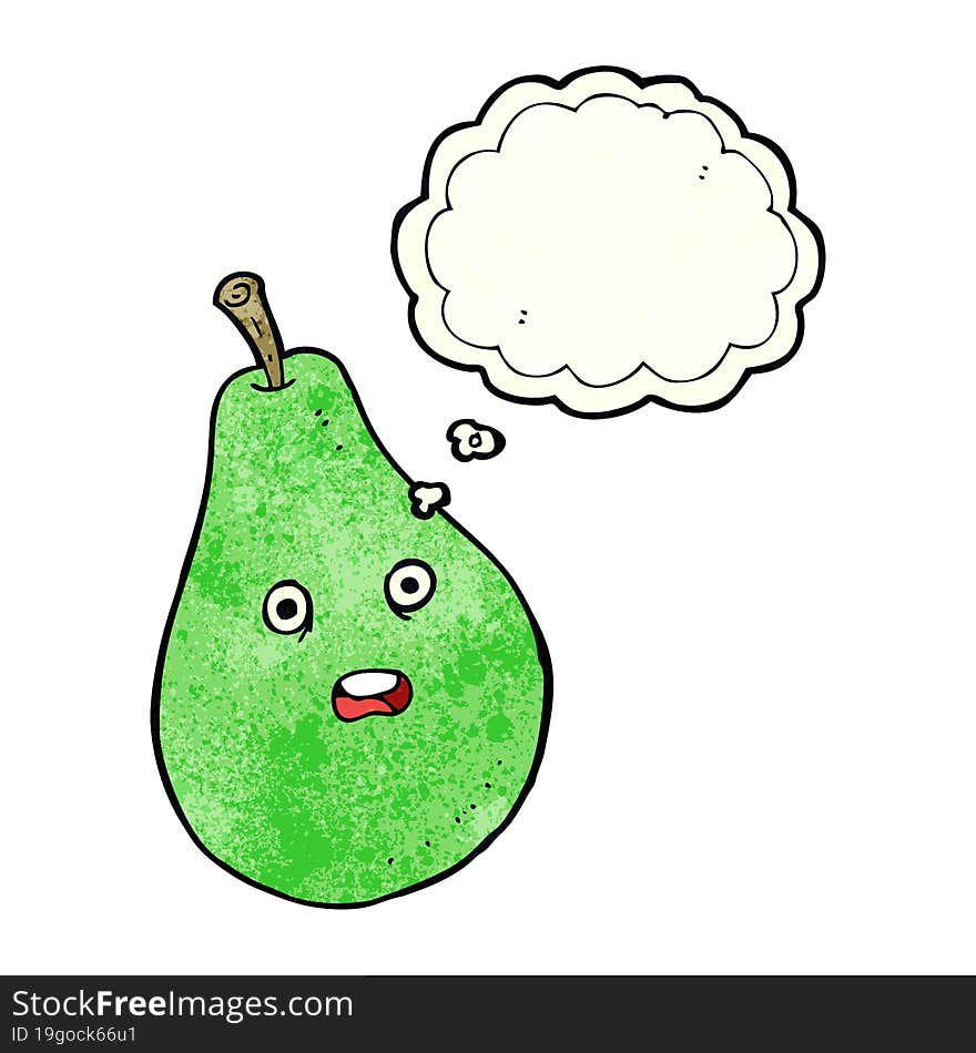 cartoon pear with thought bubble