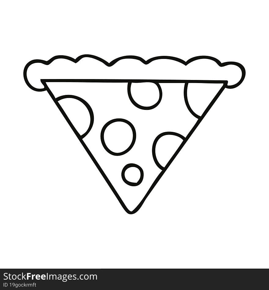 quirky line drawing cartoon slice of pizza