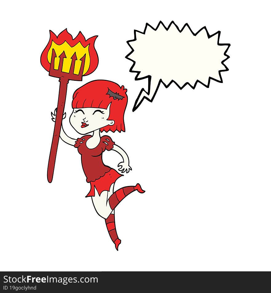 Speech Bubble Cartoon Devil Girl