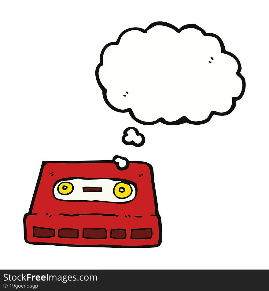 Cartoon Cassette Tape With Thought Bubble