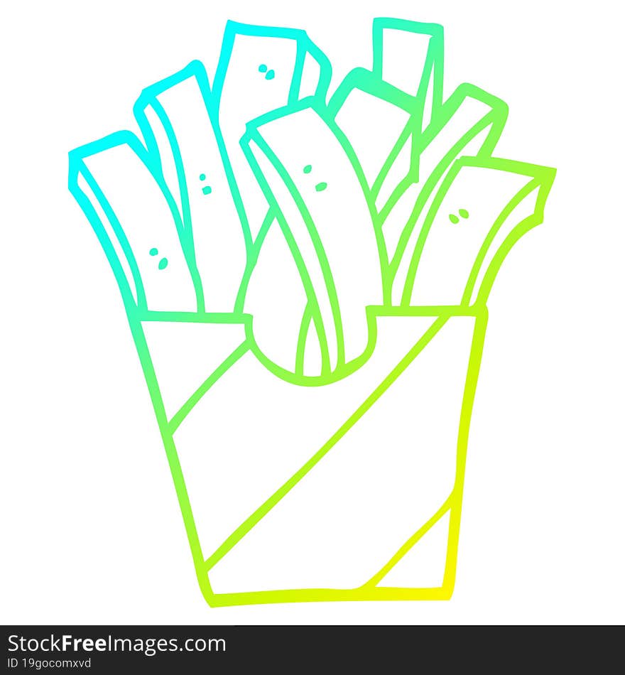 cold gradient line drawing cartoon fries