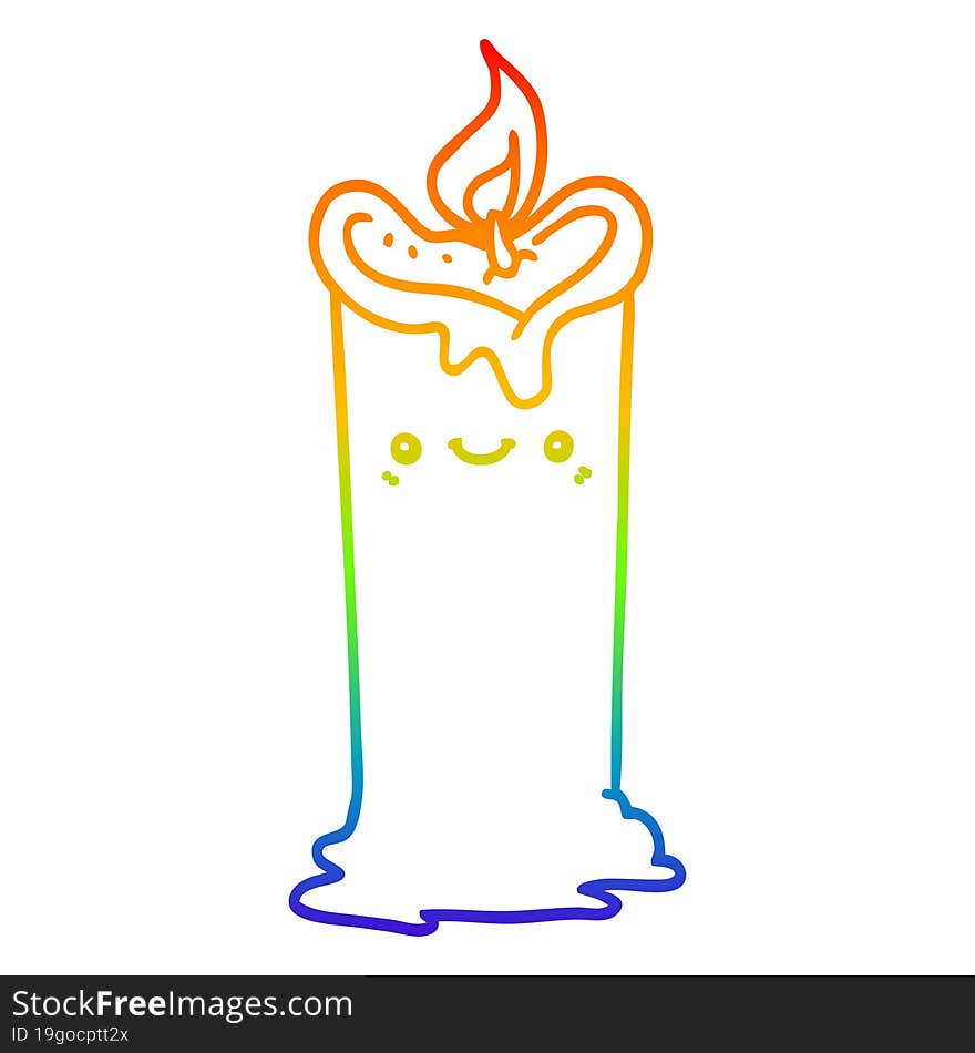 rainbow gradient line drawing cartoon candle