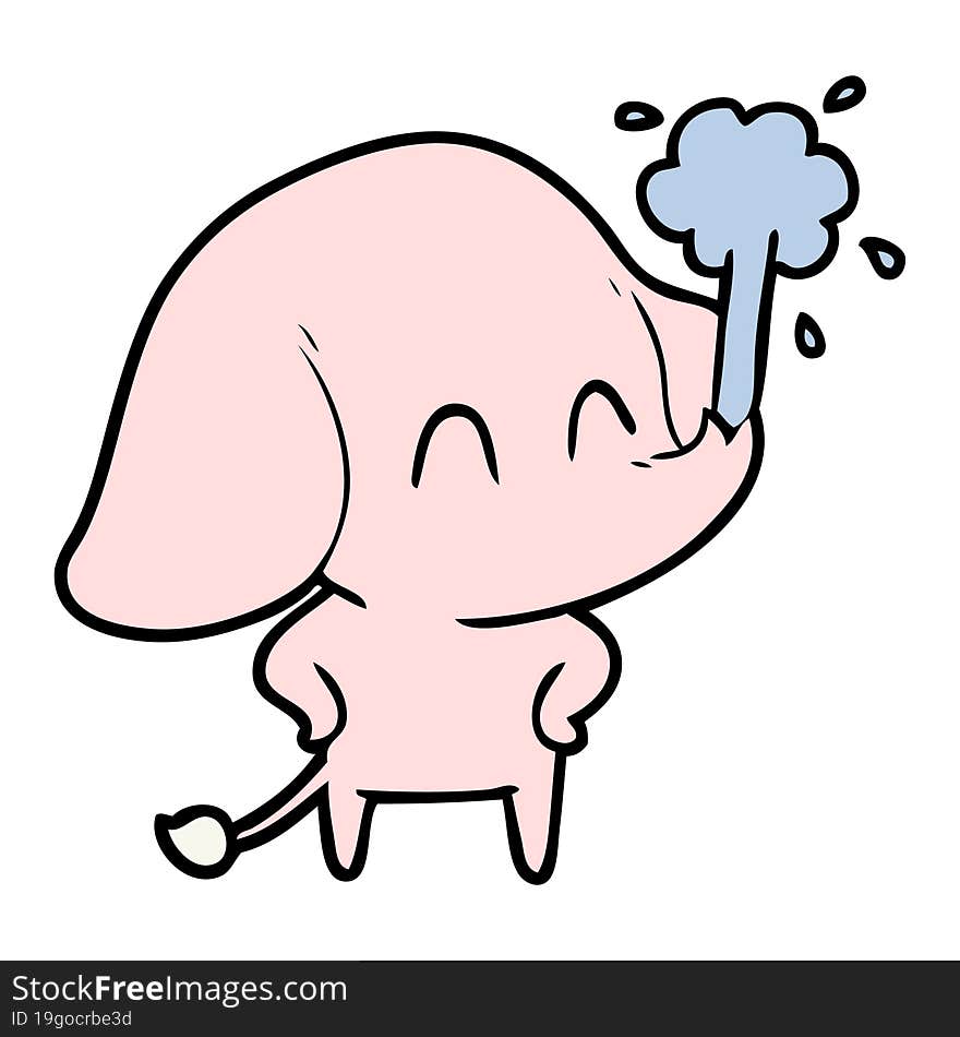 cute cartoon elephant spouting water. cute cartoon elephant spouting water