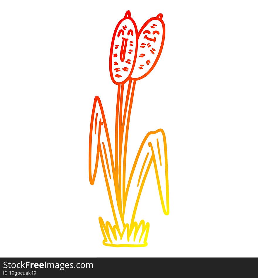 warm gradient line drawing of a cartoon bullrush