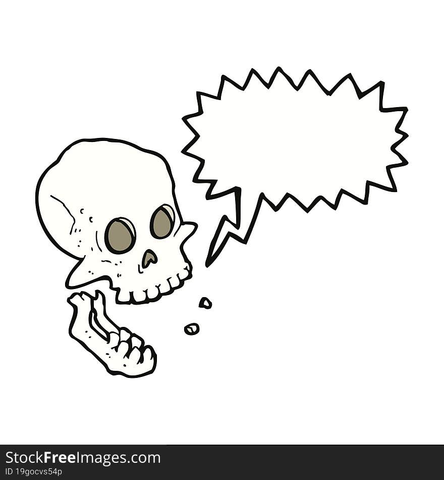 Cartoon Laughing Skull With Speech Bubble