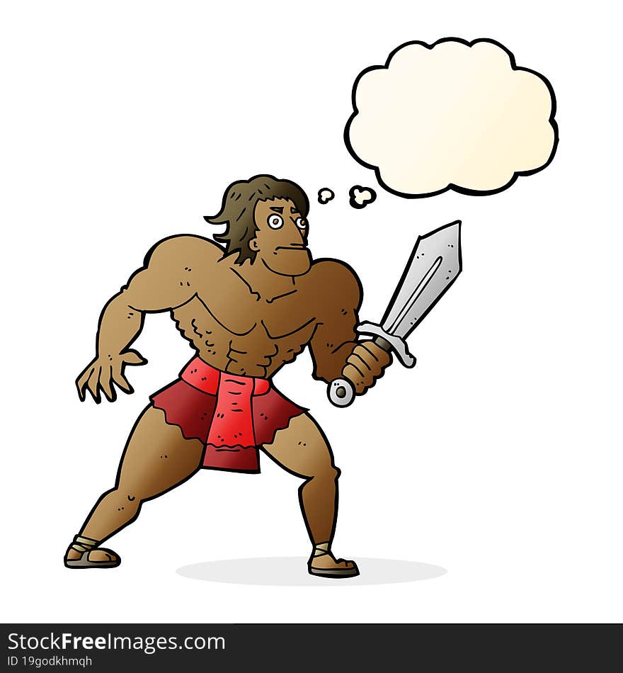 Cartoon Fantasy Hero Man With Thought Bubble