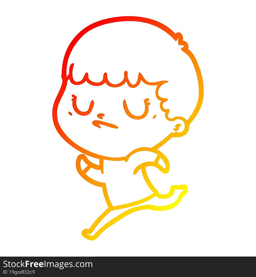 warm gradient line drawing cartoon grumpy boy