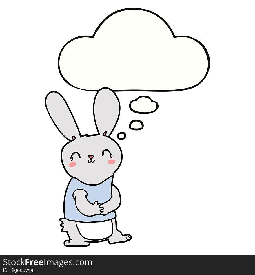 cute cartoon rabbit with thought bubble. cute cartoon rabbit with thought bubble