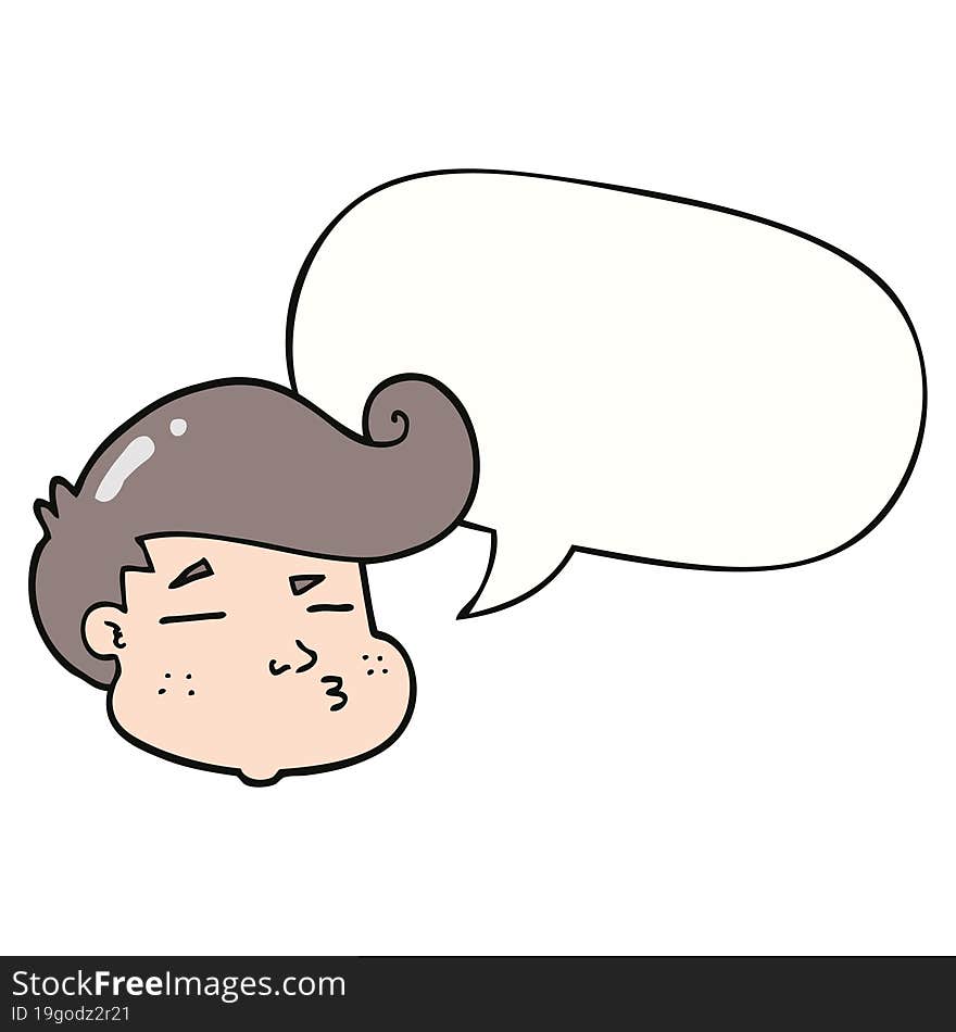 Cartoon Boy S Face And Speech Bubble