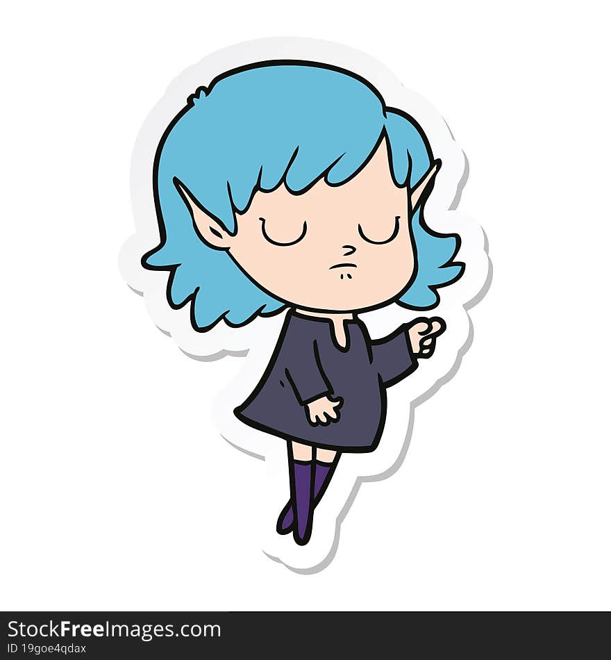 sticker of a cartoon elf girl