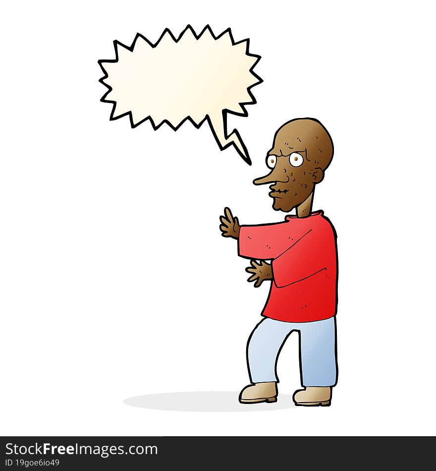 Cartoon Mean Looking Man With Speech Bubble