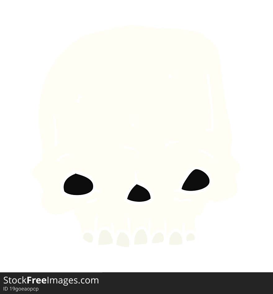 flat color style cartoon spooky skull