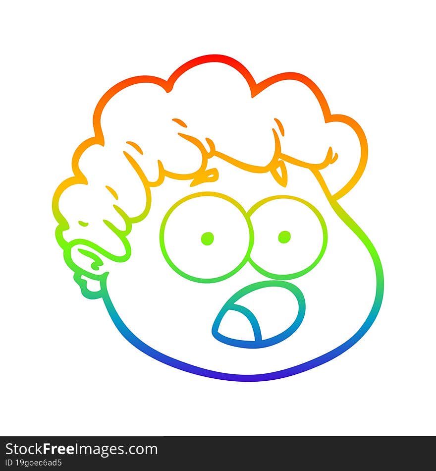 Rainbow Gradient Line Drawing Cartoon Male Face