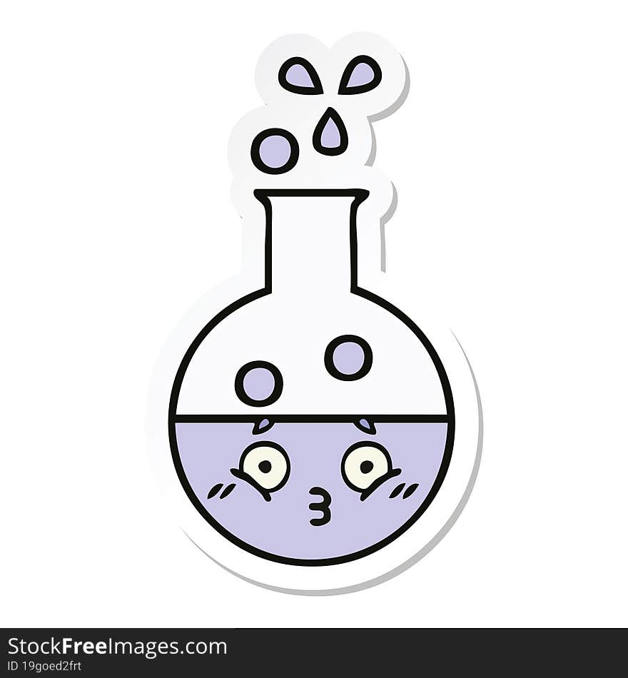 sticker of a cute cartoon test tube