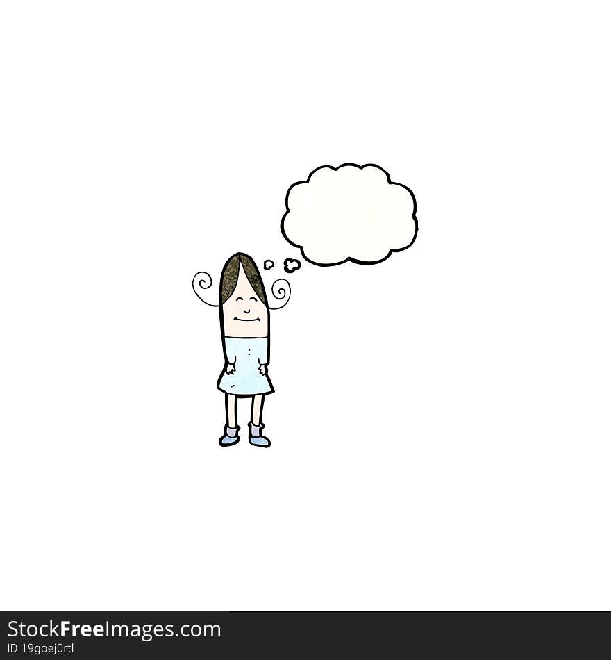 cartoon woman with thought bubble