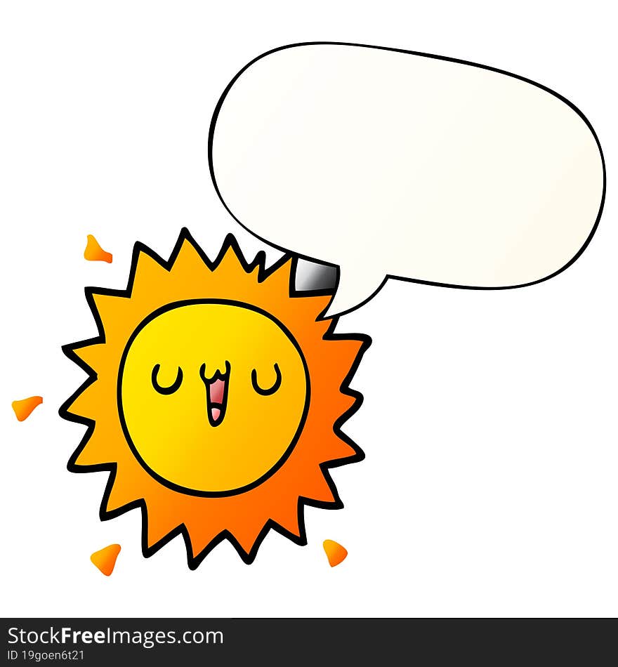 Cartoon Sun And Speech Bubble In Smooth Gradient Style