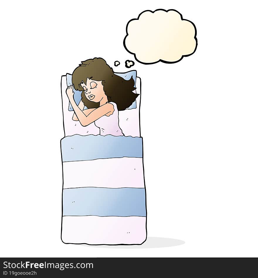 Cartoon Sleeping Woman With Thought Bubble