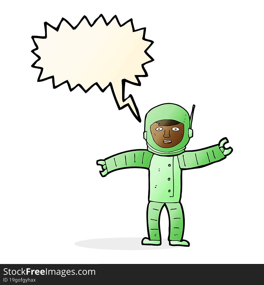 Cartoon Space Man With Speech Bubble