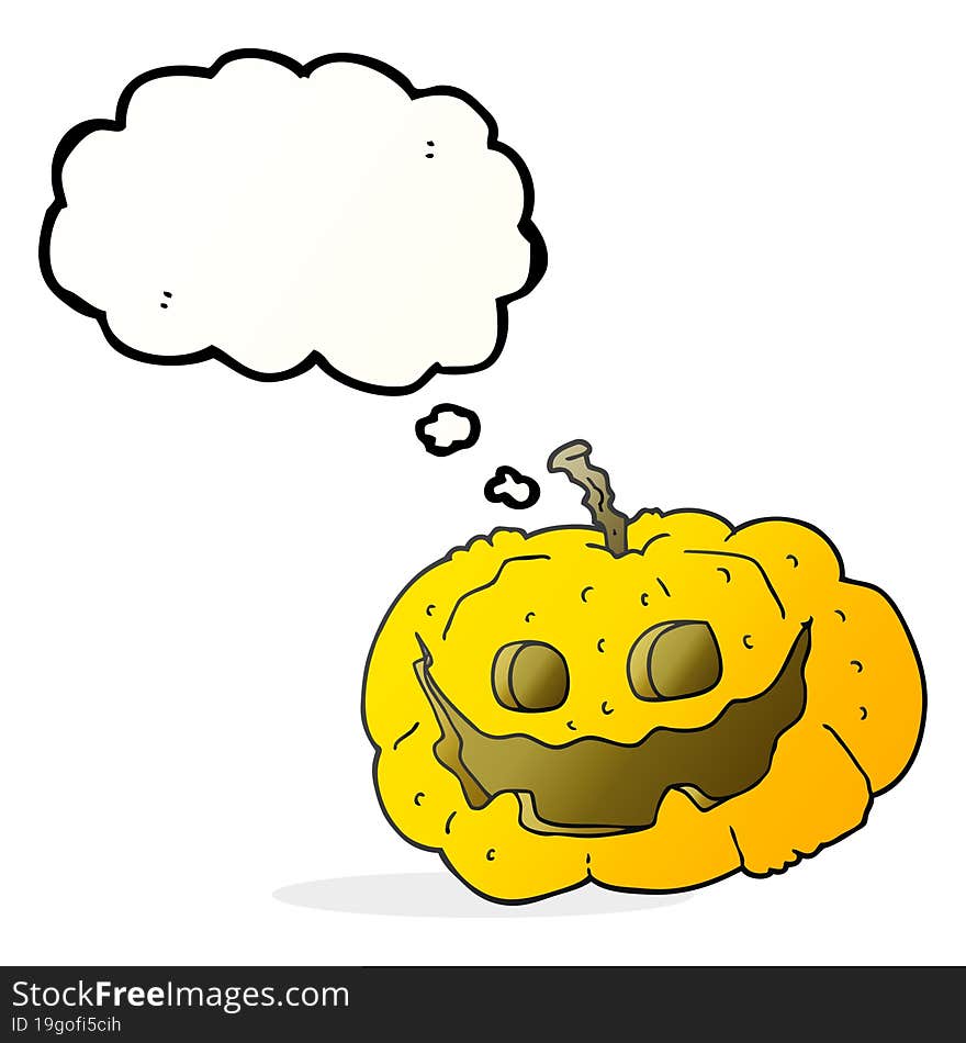 freehand drawn thought bubble cartoon halloween pumpkin