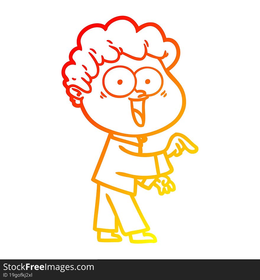 warm gradient line drawing cartoon happy man