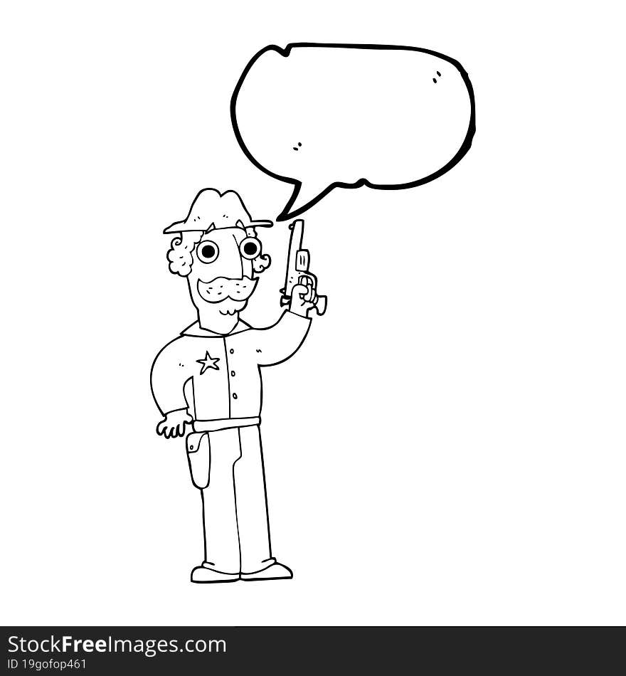 freehand drawn speech bubble cartoon sheriff