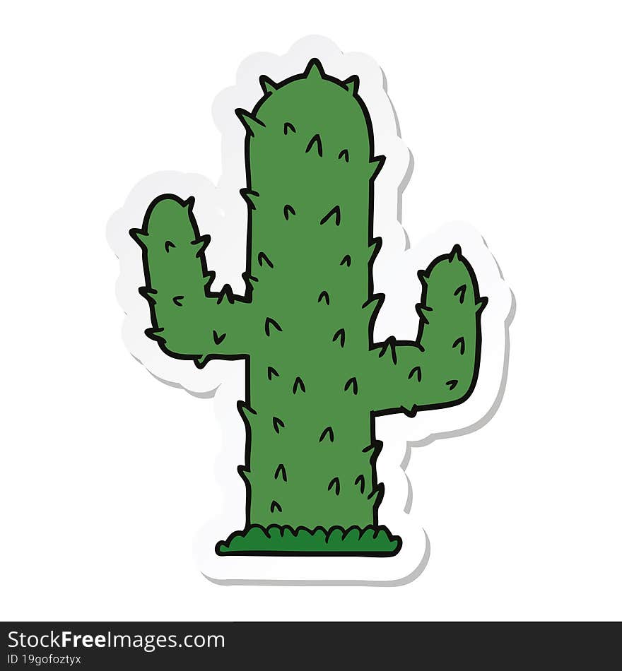 sticker of a cartoon cactus